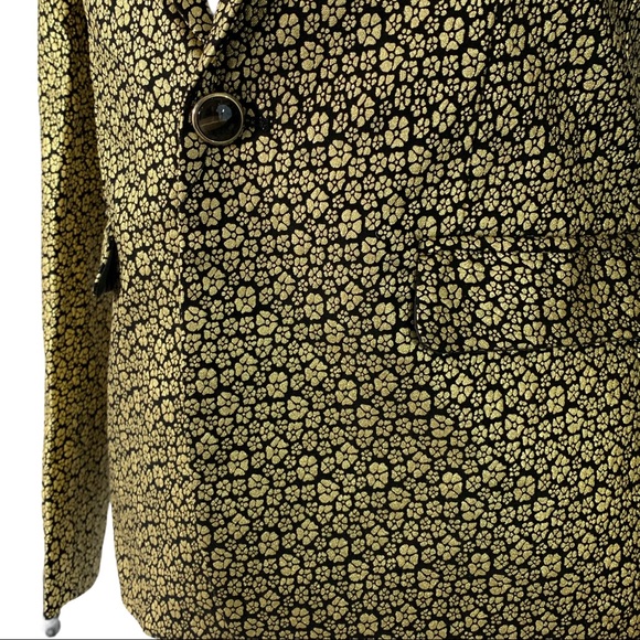 NWT Black w/ Metallic Gold Flower Fitted Blazer - Picture 5 of 11